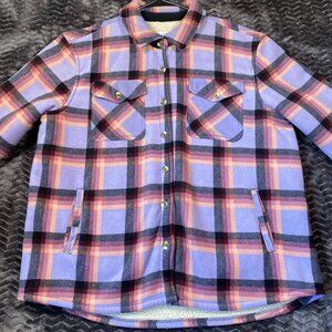 Sage collective  Plaid Button-Up Sherpa-Lined Jacket ,womens size L/G
